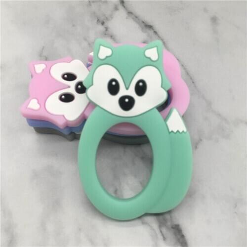 1pc Fox Shaped Silicone Teether Baby Teething Chewed Silicone Beads BPA Free Food Grade Teethers Necklace Nursing Toys