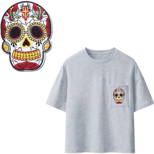 Heat flower Skull Patches For Stripe Clothes Patch A-level Washable Iron On Applique DIY Clothing Sticker