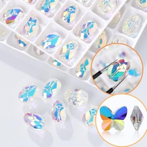 High-Grade Crystal Butterfly/Beetle Ab Color Through-Hole Glass Beads Bracelet Earring Making Clear Gemstone Diy Nail Necklace