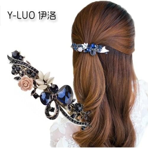 Women headwear 2017 retro flower hair clip rhinestone hair barrette bow hair accessories for women