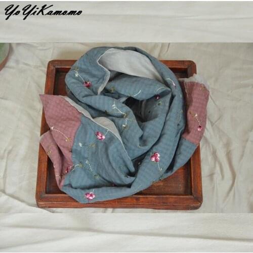 Women Cotton Linen Loose Scarf 2018 Autumn Winter Big Scarf Embroidery Casual Big Size Floral Women scarf