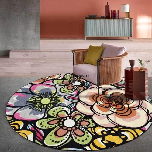 150cm Cartoon Line Big Flower Exotic Ethnic Style Living Room Bedroom Hanging Basket Chair Round Floor Mat Carpet Customization