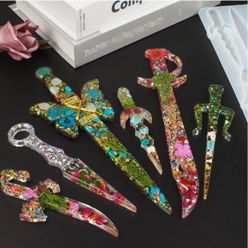 2021 New Silicone Mould Dried Flower Resin Decorative Craft DIY Self-defense weapon sword Mold epoxy resin molds for jewelry