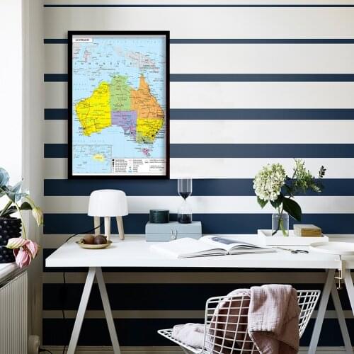 59*84cm Political and Transportation Map of The Australia In French Wall Poster Canvas Painting Home Decoration School Supplies