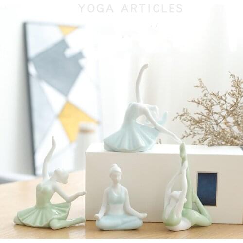 Abstract Art Ceramic Yoga Poses Figurine Porcelain Yoga Lady Figure Statue Home Yoga Studio Decor Ornament