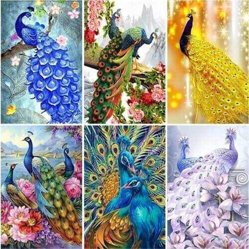 5D DIY Diamond Painting Peacock Animal Wall Cross Stitch Full Round Drill Mosaic Diamond Embroidery Rhinestones Home Decor Gift