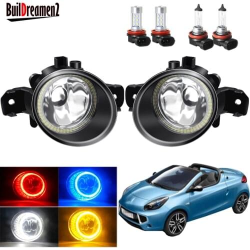 Angel Eye Fog Light Assembly For Renault Wind Convertible 2010-2015 Car Front Bumper Fog Light Halo Ring Daytime Running Lamp