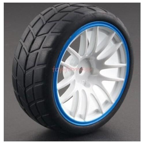 4pcs 1/10 On-Road Car Tires 26*64MM Plastic Wheel Rim Rubber Tyre for HSP Tamiya HPI Kyosho Sakura 94122 94123 D4 CS tt01 9067