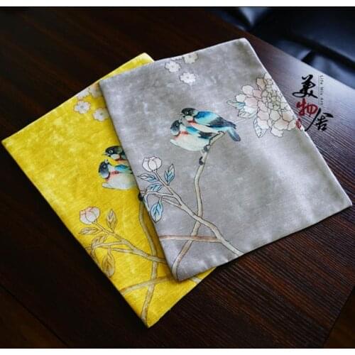 Freeshipping Placemat Ink Wash Paint Bird Flower Heat Insulation Disc Bowl Coasters Waterproof Slip-resistant Dining Table Mat