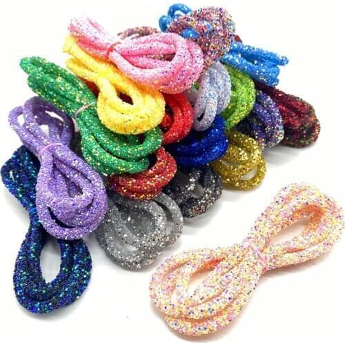 1 Yards 6mm Resin Glitter Rhinestones Rope Tube Cord Sequin Trimming for DIY Jewelry Bracelet Necklace Party Decoration Wedding