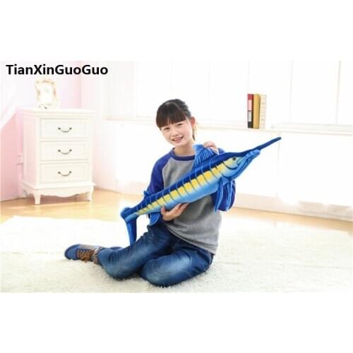 Large 100cm blue tuna fish plush toy soft doll throw pillow birthday gift h2031