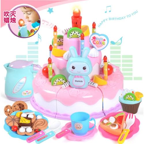 Childrens cakes, fruit cuts, happy toys, play house kitchen set, fruit and vegetable cuts, birthday gifts