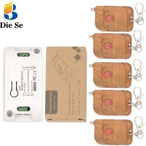 Diese 433Mhz Door Opener Wireless Switch AC 90~220V 10A 1CH RF Relay Receiver Board and Transmitter DIY Smart Lighting Switch
