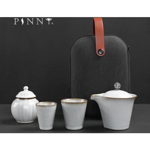 PINNY Travel Tea Set Ceramic Kung Fu Tea Sets Include One Pot Two Cups Tea Ceremony High Quality Portable Tea Service With Bag