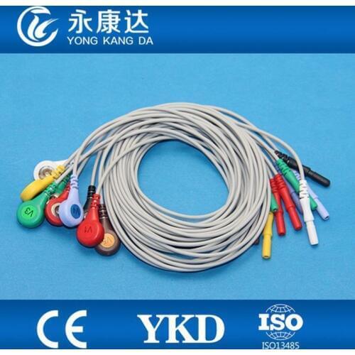 Normal Din holter ECG EKG cable 10-lead snap AHA for patient monitor