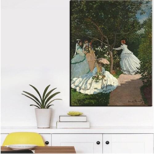 Monet “Women in the garden” Canvas Art Paintings Reproductions Impressionist Wall Posters Prints Picture Living Room Decor