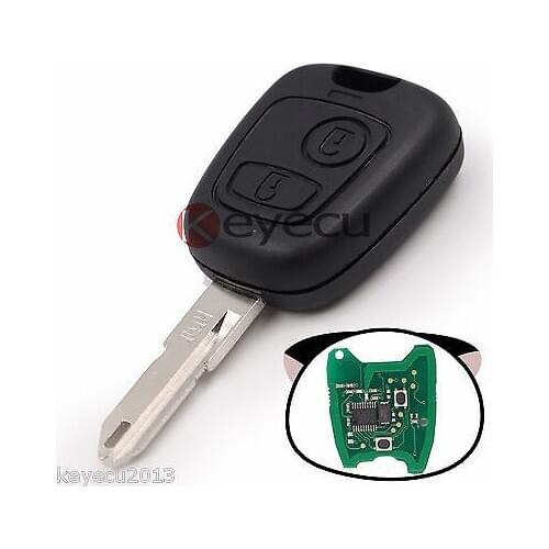 KEYECU New Uncut Remote Car Key Fob 2 Button 433MHz Electronic ID46 for Citroen C2