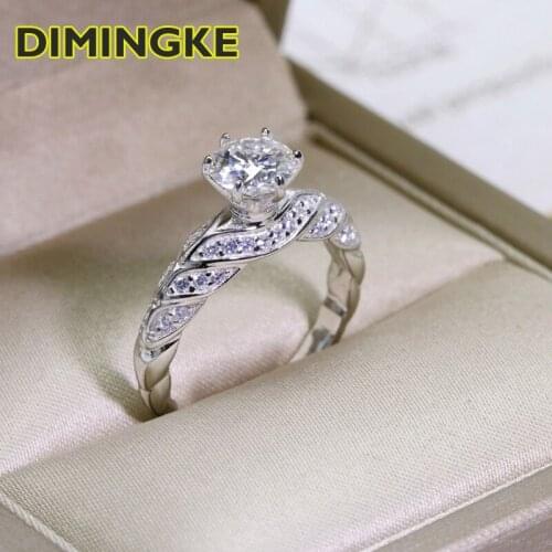 DIMINGKE Real 1CT 6.5MM retro Moissanite ring GRA Certificate S925 Sterling Silver Wedding Party Anniversary Jewelry Gift