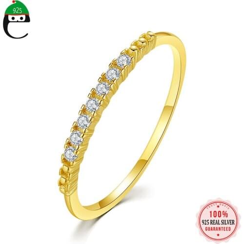 ElfoPlataSi Genuine S925 Sterling Silver Simple Zircon Opening Ring For Women Daughter Birthday Party Fine Jewelry L033