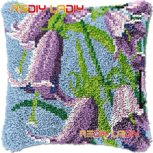 Latch Hook Cushion Morning Glory DIY Needlepoint Kits Chunky Acrylic Yarn Arts Crocheting Lofty Pillow Case Hobby & Crafts