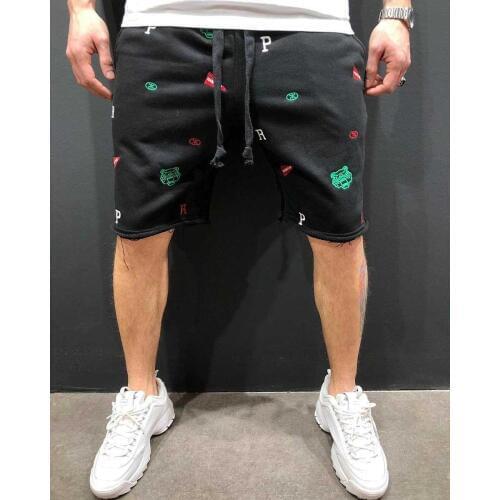 Summer new bodybuilding five-point pants mens gym fitness exercise casual sports pants fashion trend elastic slim shorts