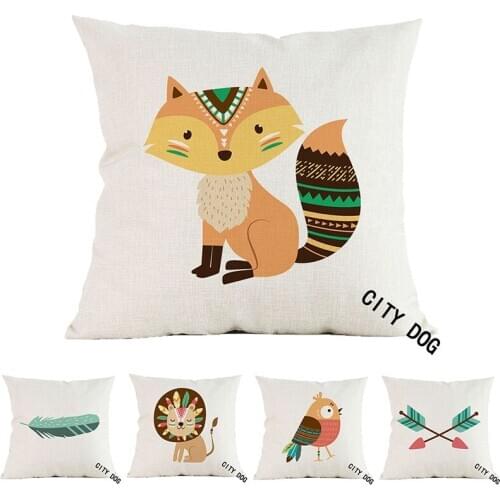 Tribe Woodland Animal Arrow bird fox arrow Linen Cushion Cover Decorative Pillow Case For Chair Sofa Home Decor Throw Pillows