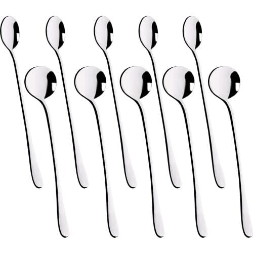 Long Handle Stainless Steel Iced Tea Spoons Ice Cream Mixing Spoon Cocktail Spoon CoffeeTeaspoons for Home Kitchen Bar Party