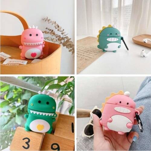 Love heart funny dinosaur headset silicon soft Case for Apple AirPods1 2 pro 3D cartoon dinosaur silicone headphone air pod case