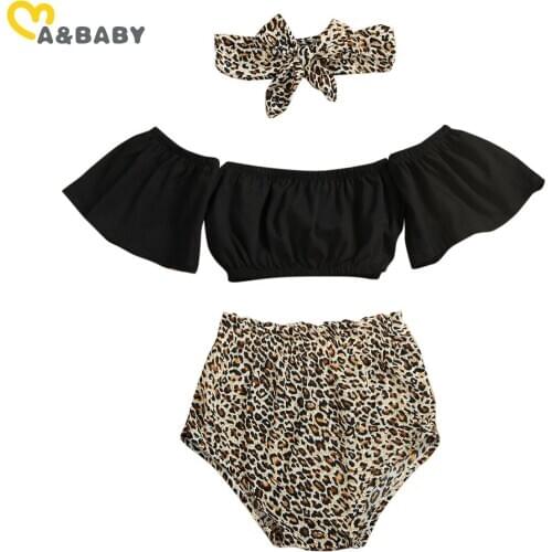 Ma&Baby 0-18M Summer Cute Baby Girl Leopard Clothes Set Newborn Infant Girl Outfits Off Shoulder T shirt Shorts Costumes