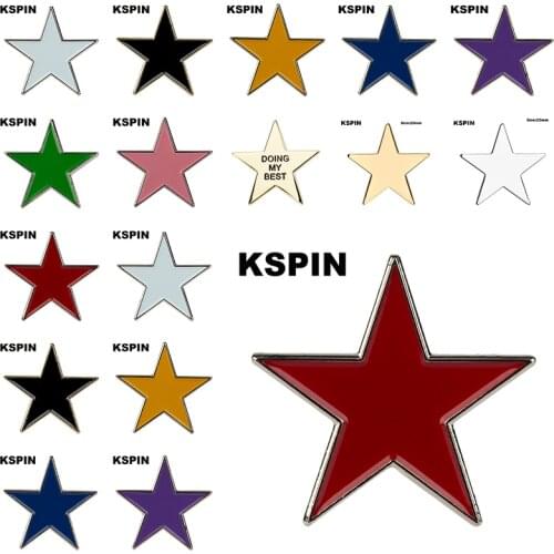 Metal Badge Lapel Pin Pins Brooch Cross Golden Star Red White Black Yellow Blue Purple Green Pink