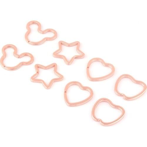 Rose Gold Mouse Metal Jump Ring Split Jewelry Charm Key Rings KeyChain Supply Zipper Head Webbing Leather Craft Key Fob Hardware