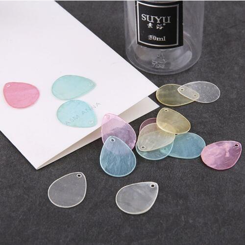 Mini order 10pcs/Lot 15*20mm Colorful Waterdrop Earring Pendants Ornament Accessories Tear Drop Acrylic Shell Jewelry Charms