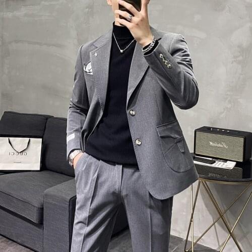 Fashion Suits for Men Wedding Groom Tuxedos Suits Slim Fit Business Casual Dress Costume Homme 2 Pcs Set Ropa De Hombre 2020