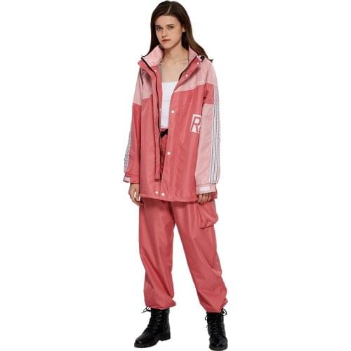 Fashion Adult Raincoat Jacket Outdoor Hiking Hooded Motorcycle Raincoat Women Suit Traje Para Lluvia Waterproof Rain Suit EA60YY