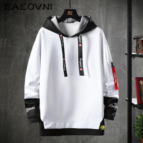 EAEOVNI Letter Printed Mens Hoodies 2021 Japanese Style Hip Hop Casual Sweatshirts Streetwear Male Hoodies Hipster Harajuku Tops