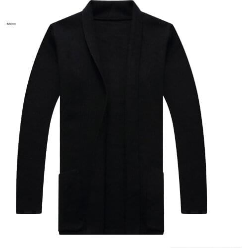 Men Sweater Coats Fashion Autumn Slim Long Solid Color Knitted Jacket Fashion Mens Casual Sweater Cardigan Coats New Plus Size