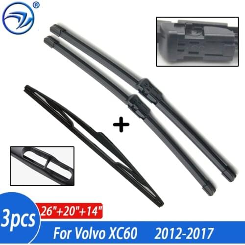 Wiper Front Rear Wiper Blades Set For Volvo XC60 2012-2017 2016 2015 Windshield Windscreen 26"+20"+14"