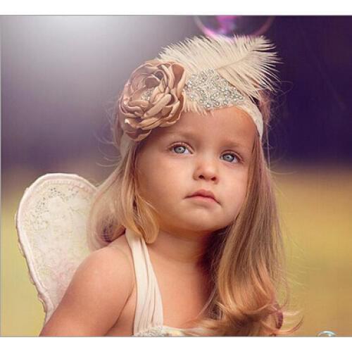 2016 New Flower Baby Headband Girls Headband Lace Feather Headband Shabby Chic Vintage Headbands for photo prop Hair Accessories