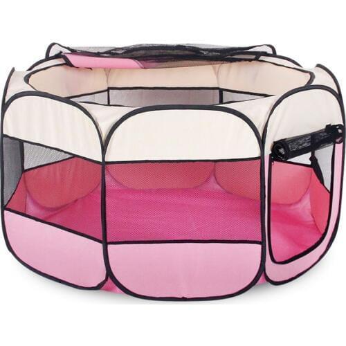 Pink red Folding Pet Tent Cage Fence Playpen For Dogs Home Puppy Fence Kennel Kitten House Cage Dog House Pet Exercise Play Cage
