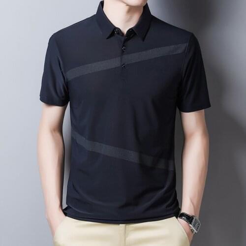 Mens Polo Shirts with Short Sleeve 2021 New Summer Loose Mens Polo Shirt Fashion Men Shirts Striped Thin Business Clothing