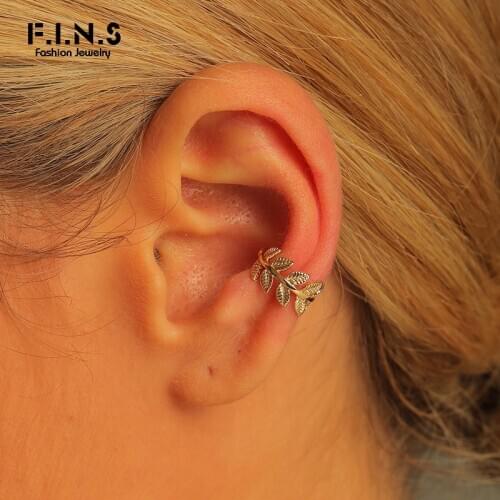 F.I.N.S Simply Chic Style Leaf Shape Clip Earring without Piercing Cartilage Cuff Earrings Women Fashion Jewelry Accessories