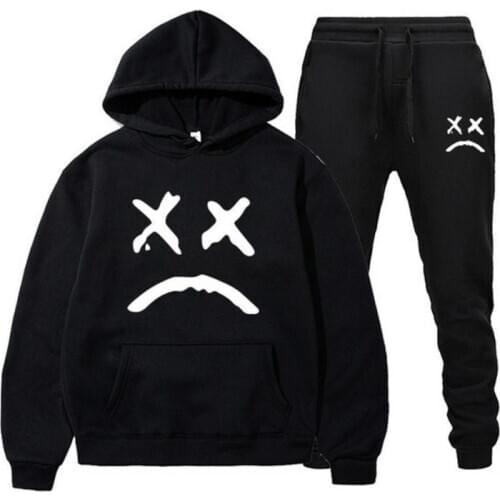 2 Pieces Sets Tracksuit Mens Hooded Sweatshirt+Pants Suits Male Pullover Hoodie Sportswear Suit Casual Letter Print Clothes 3XL