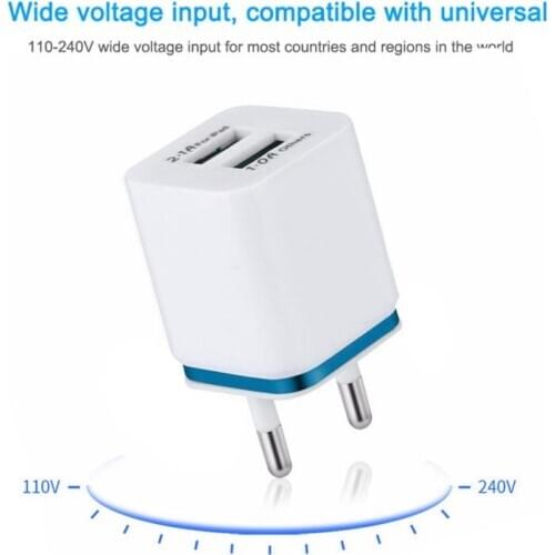 Mini Size Standard 5V 1.0A Dual USB Phnom Penh Plating Mobile Phone Charger Smart Universal Mobile Phone Charger US / EU Plug