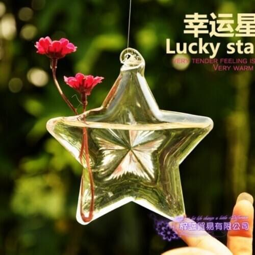 Glass Star Vase Terrarium Pots 11*10 cm Flower Pot Vases Hanging Wedding Decoration Blow Pots Star Terrarium