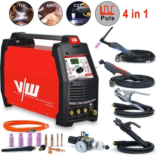 TIG Welding Machine WIG ARC Stick Pulse Plasma Cutter 4 in 1 Multifunction Welder DC 200A Cut50 Welding Machine