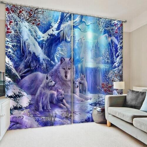 Photo winer snow curtains 3D Blackout Curtains Living Room Bedroom Hotel Window curtains
