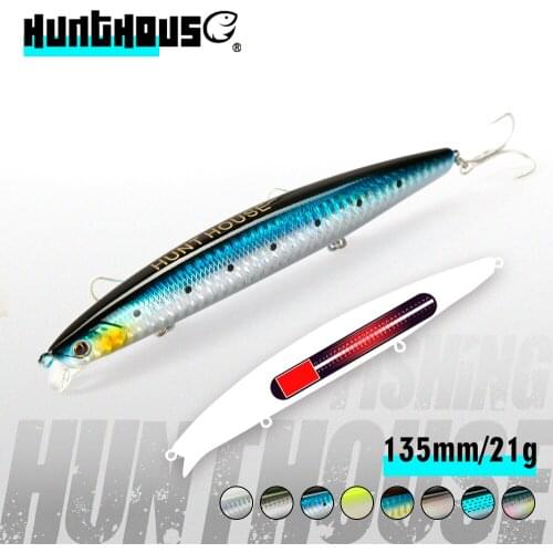 Hunthouse Tungsten minnow Fishing Lure 135mm 21g Floating Minnow Wobblers Bait Long Casting For Fishing Bass Blue fish leurre