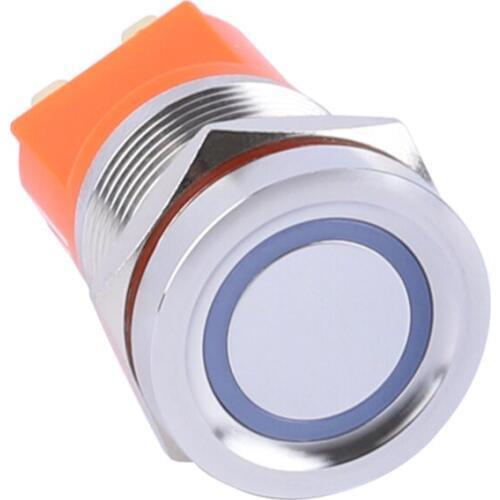Illuminated Switch With Ring LED Light 22mm Waterproof Metal Push Button 1NO Stainless Steel