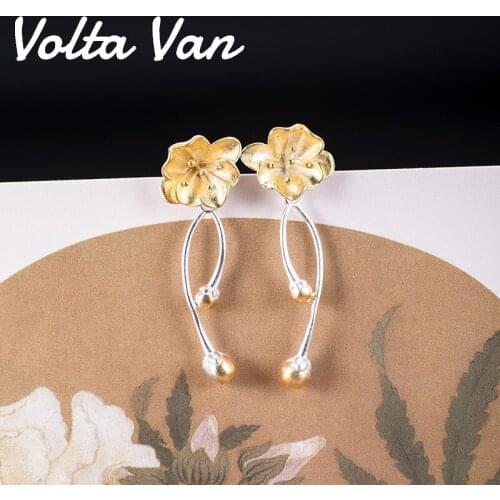 Volta Van Women Stud Earrings 925 Sterling Silver Classic 2021 New Elegant Begonia Flowers Country Style Concise Sweet Earrings