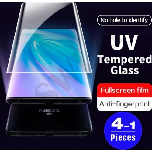 1-4Pcs 9D UV Glass for vivo iQOO 5 Pro x50 X60 X60T pro plus NEX 3 3S phone screen protector UV tempered glass protective film